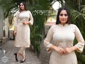 Kurti Long avec pantalon fait à la main, vêtements d'été en viscose pour femmes, ensemble droit imprimé Kurti et pantalon indien haut ethnique - Product Image 3