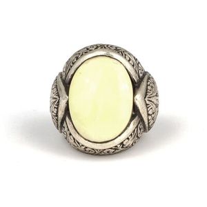 <b>925</b> Sterling <b>Silver</b> Men's <b>Ring</b> with Ivory Oval Natural Stone Geometric Bezel Setting Handcrafted for Everyday Wear-IGI Certified - Product Image 3