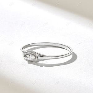 Bague de fiançailles en diamant taille marquise naturel certifié IGI, or massif 14 carats, sertie en bézel, bague de mariage, bague signet pour femme - Product Image 2