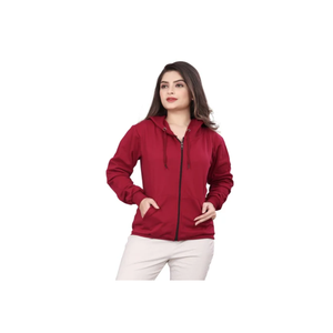 Sudadera con Capucha Corta de Algodón para Mujer, con Cierre y Bolsillo Delantero, Estilo Casual - Product Image 3