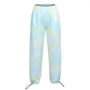 Pantalon de jogging ample à jambes larges pour femme, imprimé par sublimation intégrale, taille haute élastique avec cordon de serrage, décontracté et fluide - Product Image 1