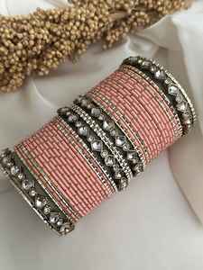 Faible MOQ, ensembles de bracelets Churi pour femmes, style élégant, fabrication artisanale indienne, plaqué argent, perles tendance, géométrique haut de gamme, mariage - Product Image 5