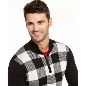 Maglione da Uomo Charter Club Taglia Piccola, Motivo a Quadri Buffalo, Autunno/Inverno, Lavorazione a Maglia con Logo Stampato e Decorazione con Lettere, Colore Naturale - Product Image 3