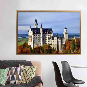 Elegante lienzo artístico con paisaje urbano - Decoración de pared estilo bohemio impresa, 1 pieza: con marco dorado - Product Image 1