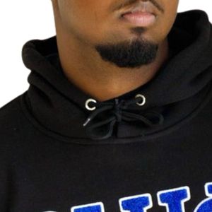Phi Beta Sigma BLUE Chenille Hoodie Royal Blue Soft Cotton Fleece Greek Life Fraternity Pullover Hoody con bolsillo de canguro - Product Image 4