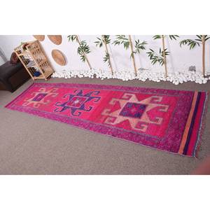 Alfombra turca Vintage estilo bohemio 2,9X11 pies clásico área grande patrón rectangular rosa púrpura lana Material látex para pasillo - Product Image 1