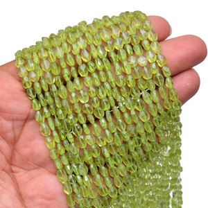 Piedra preciosa de peridoto AAA, cuentas ovaladas facetadas de 6x4mm, cuentas ovaladas facetadas de piedras preciosas semipreciosas naturales de peridoto genuino para la fabricación de joyas - Product Image 1