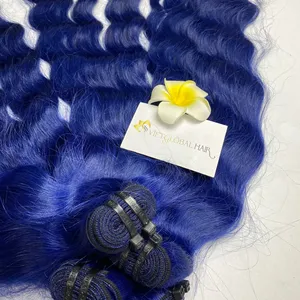 Extensions de cheveux Offre Spéciale trame de vague naturelle de couleur bleue 5% de réduction Cheveux vietnamiens bruts