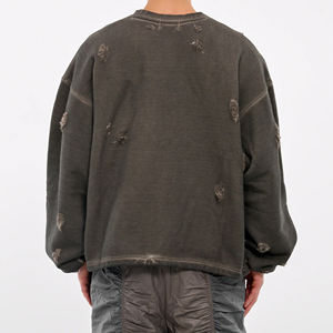 Sweat-shirts pour hommes en coton 100% de qualité supérieure, personnalisés, lourds, effet usé, brodés, fabriqués au Pakistan - Product Image 3