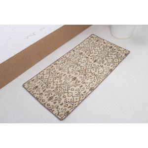 Tapis de 1,5 x 3 pieds, tapis turc vintage, tapis à pois marron et blanc - Product Image 4