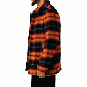 OEM Custom <b>Men's</b> Solid Canvas Stand Collar Embroidery Casual Waterproof Windproof Reversible <b>Summer</b> Flannel <b>Jacket</b> - Product Image 5