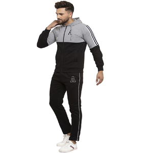 Survêtements sport ajustés avec fermeture éclair Logo personnalisé Streetwear d'hiver décontracté pour hommes Ensembles de survêtements à capuche pour hommes - Product Image 1