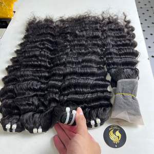 Cloudyhair Paquetes de cabello humano virgen negro natural Sin procesar Cabello de onda profunda vietnamita Estilo Suelto - Product Image 2