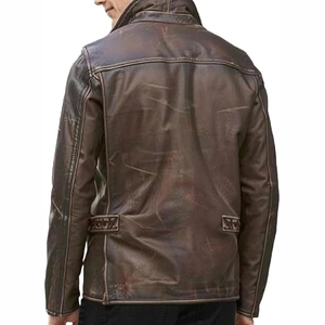 Top Selling High Quality Coated <b>Cow</b> Hide Leather Jacket Front High Street Style Stand Collar Waterproof Breathable All Colors - Product Image 2