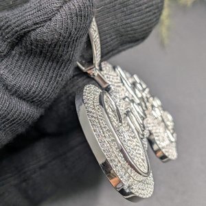 Pendentif personnalisé de luxe en argent sterling 925 avec lettres gravées, serti de diamants Moissanite VVS, style Hip Hop - Product Image 4