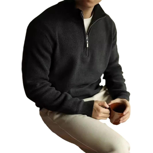 Pulls à demi-zip de haute qualité pour hommes, sweat-shirts à quart de zip pour l'automne, 50% coton 50% polyester, logo personnalisé, service OEM - Product Image 5