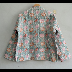 Veste en coton indien, veste en coton matelassé, veste faite à la main, veste pour femme, manteau Boho, veste florale, manteau imprimé bloc - Product Image 3