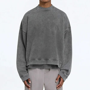 Ropa de calle personalizada Vintage ácido lavado 100% algodón francés Terry hombres pulóver sudaderas cuello redondo algodón mezclado alta calidad - Product Image 1