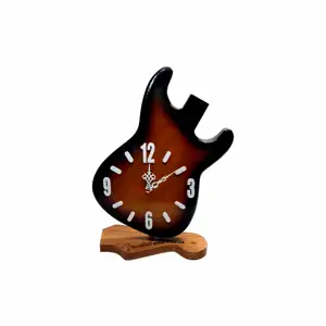 ساعة جيتار خشبية لتشغيل الموسيقى تصلح للتزيين المنزلي أو التقديم كهدية