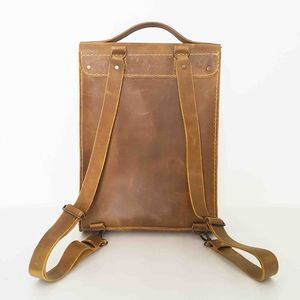 Bolso de hombro antirrobo de gran capacidad de cuero genuino suave Vintage de alta calidad con logotipo personalizado y cremallera, mochila para el Closure-LBP-0056 - Product Image 4