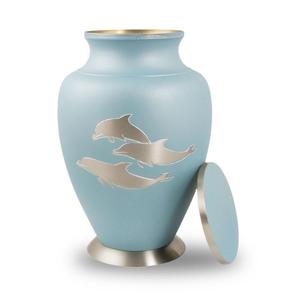 Urne funéraire en métal bleu clair pour cendres humaines adulte, urne commémorative, fournisseur en gros OEM - Product Image 1