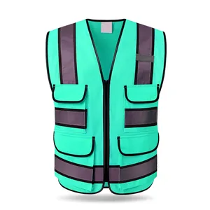 Yansıtıcı yüksek Vis giyim özelleştirilmiş güvenlik yelek özel Logo kısa kollu hafif nefes iş giysisi güvenlik yelek