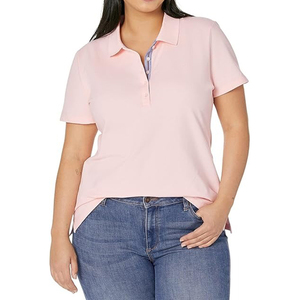Camiseta de polo lisa de alta calidad para mujer, camiseta informal de manga corta con cuello ajustado para mujer, camiseta de negocios - Product Image 4