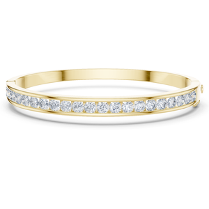Bracelet jonc éternité S VIRVADIYA pour femme en or jaune 14 carats avec diamants de laboratoire, serti en canal, bijoux de luxe - Product Image 1