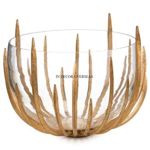 Stylish Modern Look Birds Designer Aluminum Casted Gold Plated Base Stand For Clear <b>Glass</b> Round Shape <b>Serving</b> & Decorative <b>Bowl</b> - Product Image 6