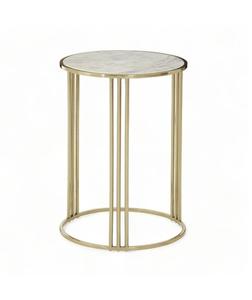 Mesa Auxiliar Redonda Moderna con Tapa de Mármol y Estructura Metálica en Forma de X Dorada para Decoración del Hogar, Dorado+Blanco - Product Image 3