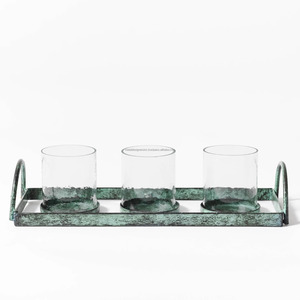 Portavelas votivo de metal y vidrio de 5 y 3 piezas, vajilla de hierro para velas decorativas para sala de estar y salón - Product Image 2