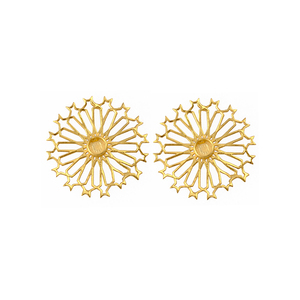 Connecteur de boucles d'oreilles en laiton plaqué or style fleur, tendance et à la mode, vente en gros pour la fabrication de bijoux DIY, modèle El Joyero 3926 - Product Image 2