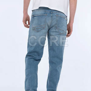 Haute qualité hommes Jeans pantalon nouveau Design grand ajustement léger toile taille moyenne Style décontracté stocké aspect lavé - Product Image 2