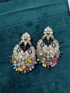 Pendientes Jhumki Indios Chapados en Oro con Circonitas, Estilo Étnico, Joyería para Mujer, Accesorios de Perlas, Última Moda, Gran Venta - Product Image 2