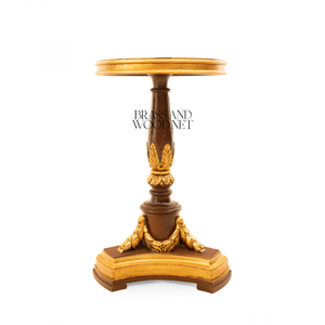 Juego de Mesa Redonda de Madera Clásica de Lujo con Base Dorada - Product Image 6