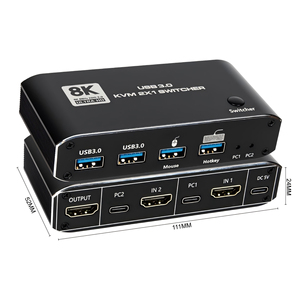 Commutateur KVM HDMI SYONG, HDMI 2.1 double port, double partage, sélecteur d'un seul moniteur, boîte de sélection, 8K60Hz 4K120Hz, 4 ports USB 3.0, commutateur KVM - Product Image 1