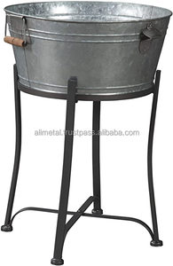 Galvanized Champagne Bucket with Stand or Wine Cooler for indoor outdoor parties Customizable - Product Image 2