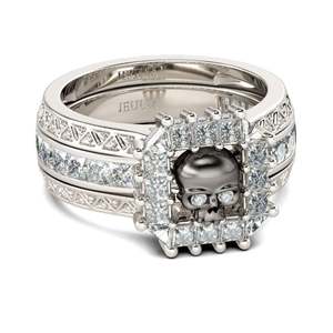 Jeulia Interchangeable Halo Black <b>Skull</b> Sterling Silver <b>Ring</b> - Product Image 3
