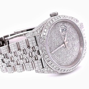 Montre-bracelet en argent de qualité supérieure sertie de diamants glacés, style hip-hop bling, boîtier en acier inoxydable durable pour les événements, les cadeaux et la revente - Product Image 3