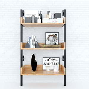 KTT68018 <b>Wall</b>-<b>Mounted</b> 3-Tier Storage <b>Shelf</b> with Iron Frame Rubberwood for Home Living Room - Product Image 2