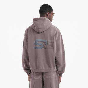 เสื้อฮู้ดผ้าคอตตอนผสมสำหรับผู้ชาย, เสื้อมีฮู้ดผ้าฟลีซแนวสตรีทสวมใส่สบายสำหรับออกกำลังกายในยิมและชุดออกกำลังกาย - Product Image 2