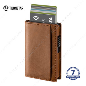 TVC318 tilonstar กระเป๋าสตางค์ใส่บัตรประจำตัวนามบัตรหนังอะลูมิเนียมแบบพับสองด้าน - Product Image 1