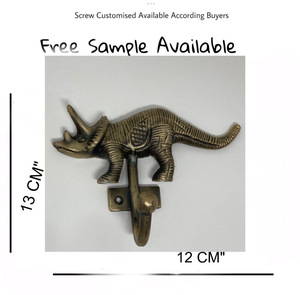 Dinosaure Jurassic Animal Mur En Fonte Manteau & Chapeau Crochets Cintre En Laiton Antique & Porte-clés Cintre - Product Image 2