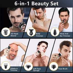 Rasoir électrique rechargeable 6 en 1 étanche IPX7 pour hommes, mini kit de toilettage lavable avec charge Type C - Product Image 2