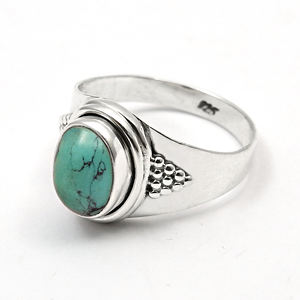 Bijoux pour femmes à la mode 925 Sterling Silver Natural Turquoise Gemstone Minimalist Design Hand Crafted Classy Rings Bulk Suppliers - Product Image 4