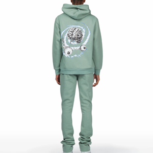 Survêtement d'entraînement d'hiver pour homme à capuche, séchage rapide, délavé à l'acide, avec impression en relief et doublure polaire respirante - Product Image 4