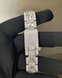 Personalizado redondo y corte Baguette VVS Moissanite diamante Acero inoxidable Iced Out reloj de pulsera automático Hip Hop hombres colección - Product Image 5