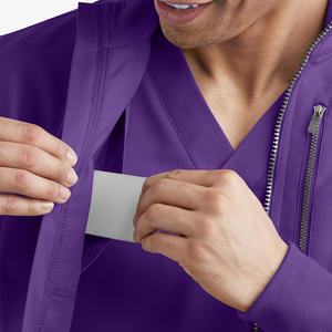 Vêtements de travail fermeture éclair Softshell infirmière vêtements médicaux hommes à manches longues blanc gommages médicaux veste zippée - Product Image 5