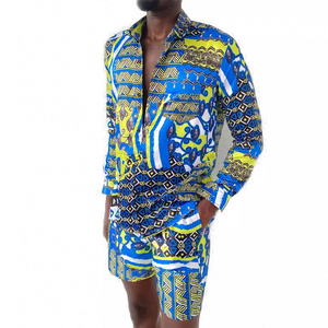 Conjunto de Camisa y Pantalones Cortos con Estampado Africano para Hombre, Manga Larga, Estilo Étnico, Dos Piezas, Patrón Tradicional, Conjunto Combinado, Talla Grande, Transpirable - Product Image 4