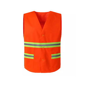 Chaleco DE SEGURIDAD reflectante altamente visible para trabajo de tráfico de construcción Multi-Bolsillo Color-Blocked Complex Zipper Poliéster Algodón - Product Image 2